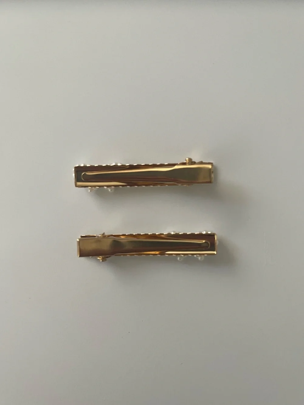 Handmade Pearl Bow Hair Clips Set of 2 | Gold Vintage
